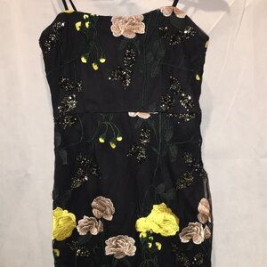 Lulus Floral Appliqué Sequined Mini Cocktail Dress | Size M